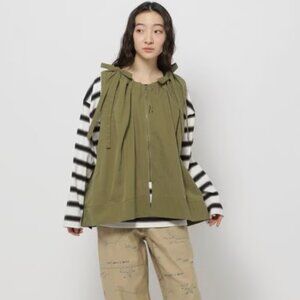 (SOLD) Niko And Khaki Green Stitched Ribbon Zip Up Vest Pullover Top